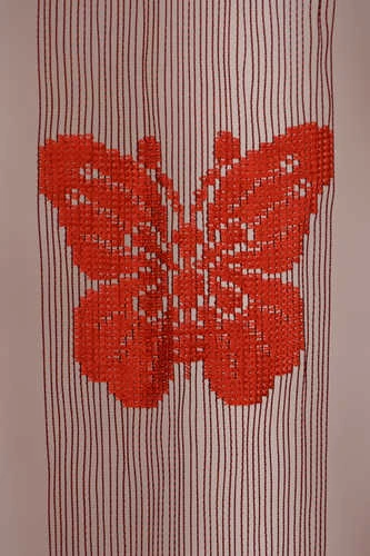 KELEBEK ÇİFT RENK KIRMIZI İP PERDE HAZIR İP PERDE 300*280 - Resim 4