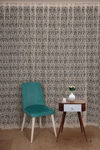 ŞAL MODEL KREM RENK TEK KANAT Hazır dikilmiş Pileli Fon Perde 300*260 cm ürün görseli 1