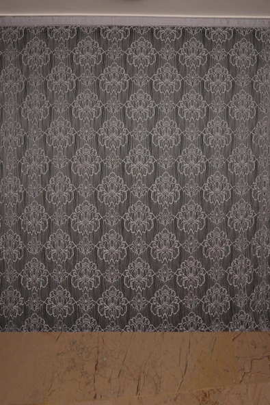 ÖRÜMCEK  MODEL GRİ RENK İP PERDE HAZIR DÜĞMELERİ DİKİLMİŞ İP PERDE 300*270 cm - Resim 2