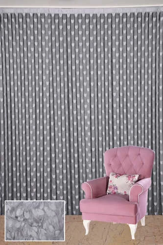 KALPLİ MODEL GRİ RENK İP PERDE HAZIR İP PERDE 300*270 - Resim 2
