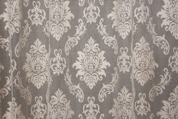 DAMAKS KREM  RENK TEK KANAT Hazır dikilmiş Pileli Fon Perde 300*260 cm - Resim 7