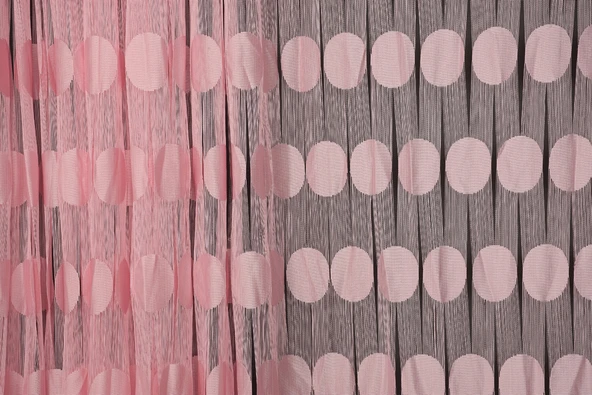 BÜYÜK PUANLI MODEL PEMBE RENK İP PERDE HAZIR İP PERDE 300*270 - Resim 4