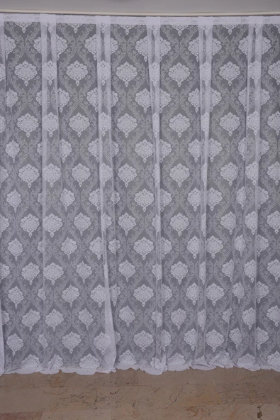 ÇERÇEVELİ DAMAKS KIRIK BEYAZRENK TEK KANAT  Hazır Pileli Fon Perde 300*260 ürün görseli