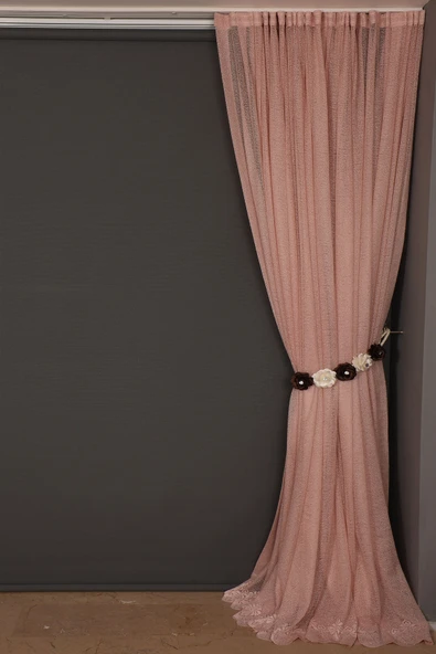 DAR ETEK MODEL PUDRA RENK TEK KANAT Hazır Pileli Fon Perde 300*260 - Resim 4