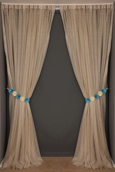 DAR ETEK MODEL GOLD RENK TEK KANAT Hazır Pileli Fon Perde 300*260 ürün görseli 1