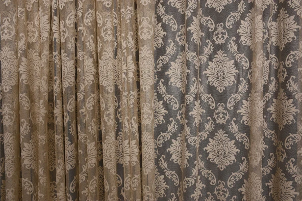 DAMAKS VİZON  RENK TEK KANAT Hazır dikilmiş Pileli Fon Perde 300*260 cm - Resim 5