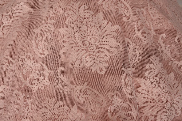 DAMAKS PUDRA  RENK TEK KANAT Hazır dikilmiş Pileli Fon Perde 300*260 cm - Resim 8