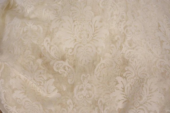 DAMAKS KREM  RENK TEK KANAT Hazır dikilmiş Pileli Fon Perde 300*260 cm - Resim 8