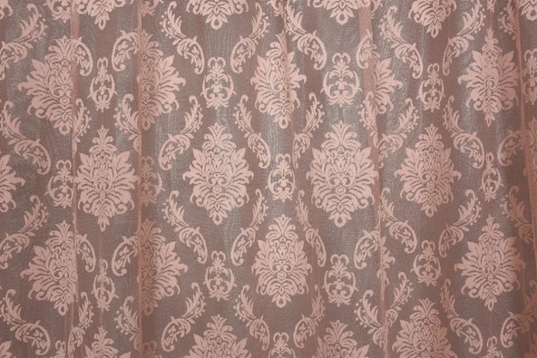 DAMAKS PUDRA  RENK TEK KANAT Hazır dikilmiş Pileli Fon Perde 300*260 cm - Resim 7