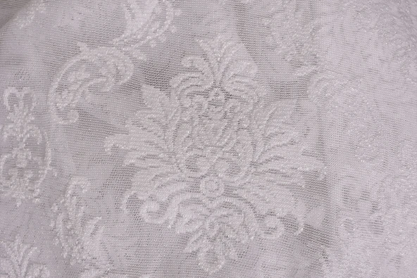 DAMAKS KIRIK BEYAZ  RENK TEK KANAT Hazır dikilmiş Pileli Fon Perde 300*260 cm - Resim 8