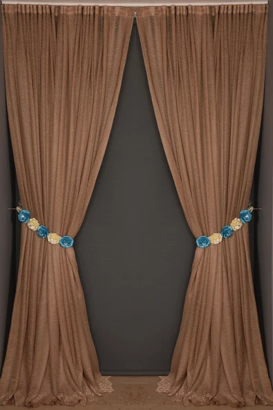 DAR ETEK MODEL VİZON RENK TEK KANAT Hazır Pileli Fon Perde 300*260 ürün görseli 1