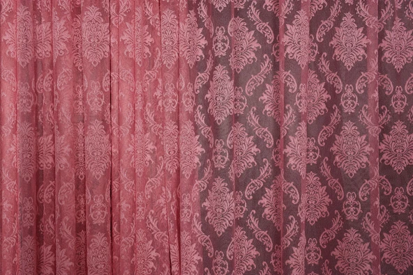 DAMAKS PEMBE RENK TEK KANAT  Hazır dikilmiş Pileli Fon Perde 300*260 cm - Resim 6