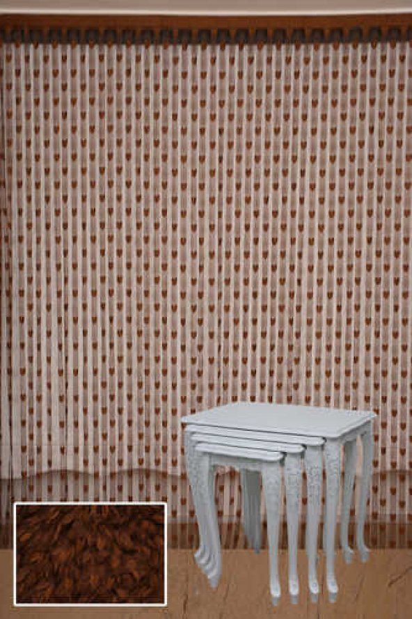 KALPLİ MODEL ACI KAHVE RENK İP PERDE HAZIR İP PERDE 300*270 - 2