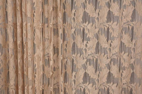 YAPRAK  MODEL VİZON RENK İP PERDE HAZIR DÜĞMELERİ DİKİLMİŞ İP PERDE 300*270 cm - 11