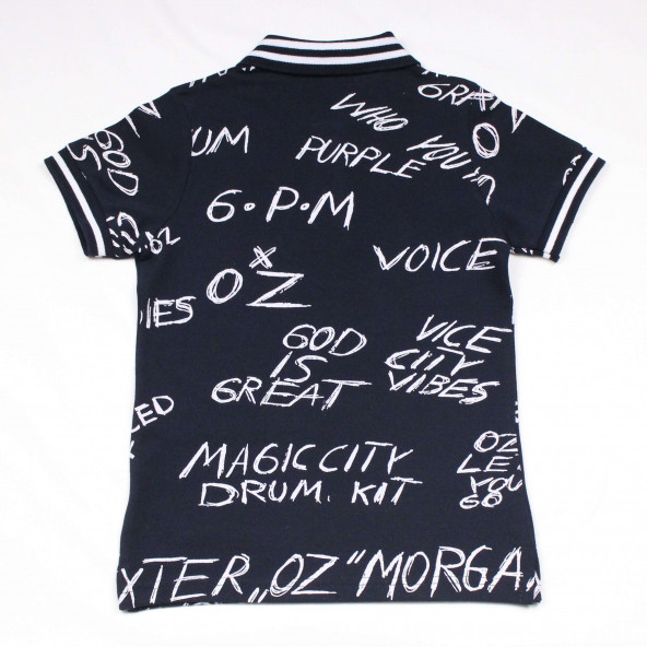 North Star Fashion Polo Yaka Baskılı Nakışlı Erkek Çocuk T-Shirt Lacivert - 3