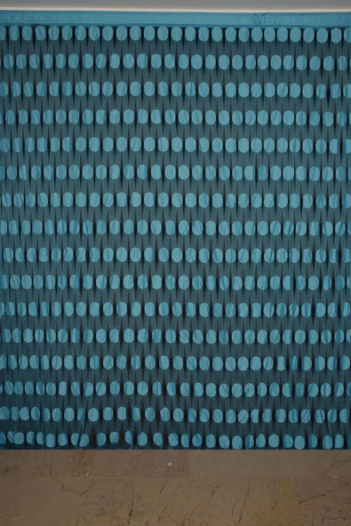 BÜYÜK PUANLI MODEL TURKUAZ RENK İP PERDE HAZIR İP PERDE 300*280 - Resim 2