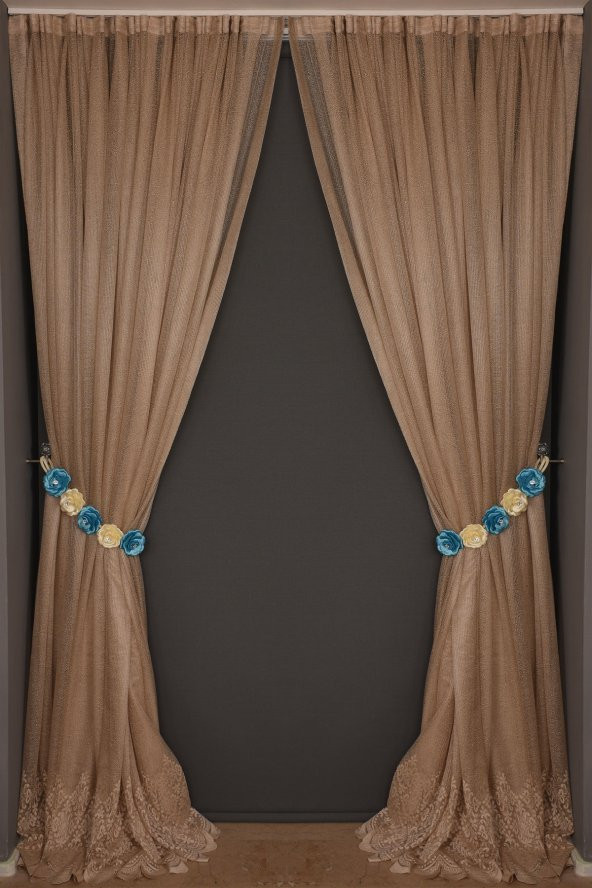 GENİŞ ETEK MODEL VİZON RENK TEK KANAT Hazır Pileli Fon Perde 300*260