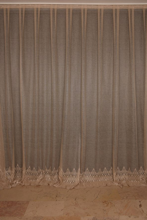 GENİŞ ETEK MODEL VİZON RENK TEK KANAT Hazır Pileli Fon Perde 300*260 - 2