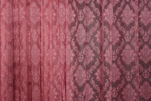 DAMAKS PEMBE RENK TEK KANAT  Hazır dikilmiş Pileli Fon Perde 300*260 cm - 6