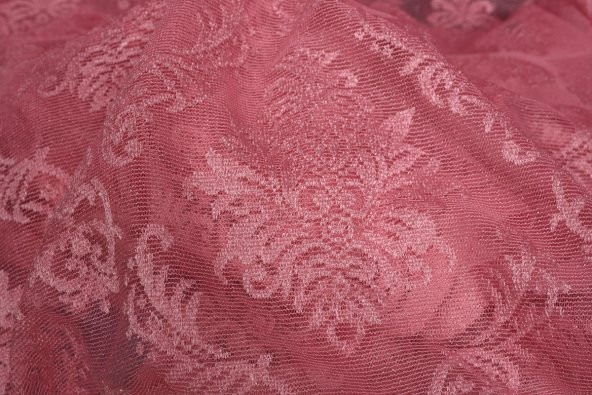 DAMAKS PEMBE RENK TEK KANAT  Hazır dikilmiş Pileli Fon Perde 300*260 cm - 8