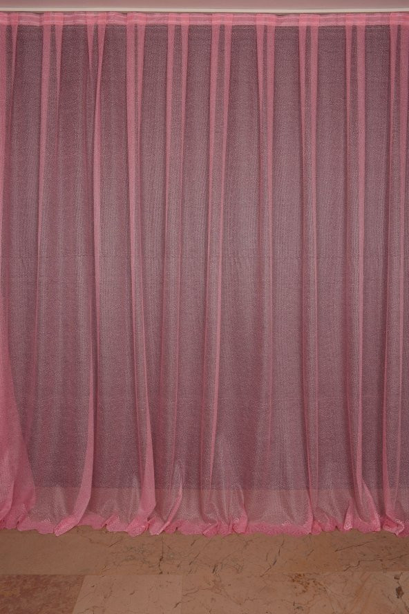 DAR ETEK MODEL PEMBE RENK TEK KANAT Hazır Pileli Fon Perde 300*260 - 2