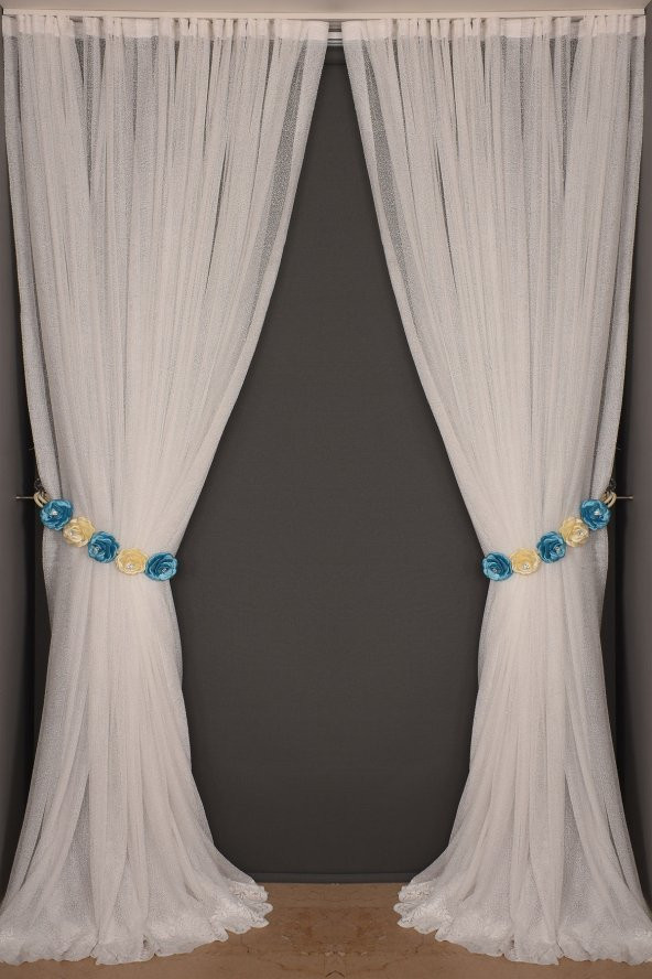 DAR ETEK MODEL KIRIK BEYAZ TEK KANAT Hazır Pileli Fon Perde 300*260