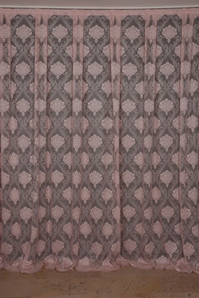 ÇERÇEVELİ DAMAKS PUDRA RENK TEK KANAT Hazır dikilmiş Pileli Fon Perde 300*260 cm ürün görseli