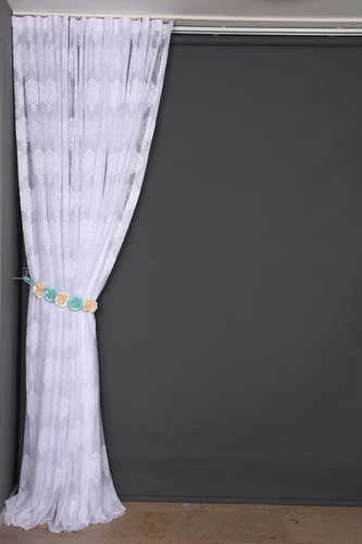 ÇERÇEVELİ DAMAKS BEYAZ RENK TEK KANAT Hazır dikilmiş Pileli Fon Perde 300*260 cm - Resim 6