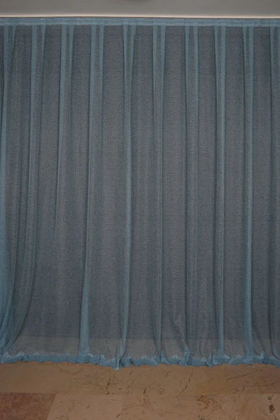 DAR ETEK MODEL MAVİ RENK TEK KANAT Hazır Pileli Fon Perde 300*260 - Resim 2