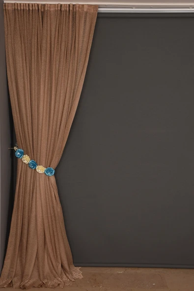 DAR ETEK MODEL VİZON RENK TEK KANAT Hazır Pileli Fon Perde 300*260 - Resim 3