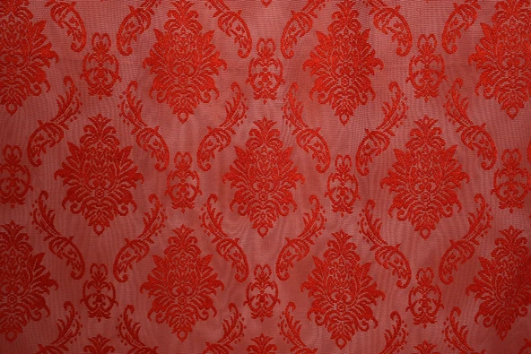 DAMAKS KIRMIZI  RENK TEK KANAT Hazır dikilmiş Pileli Fon Perde 300*260 cm - Resim 7