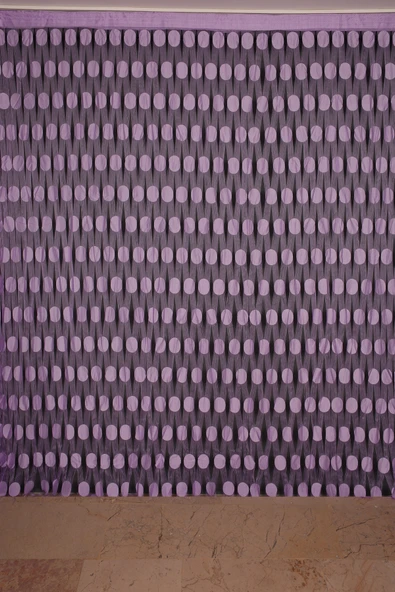 BÜYÜK PUANLI MODEL LİLA RENK İP PERDE HAZIR İP PERDE 300*280 - Resim 2