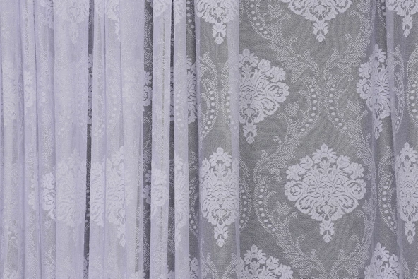 ÇERÇEVELİ DAMAKS KIRIK BEYAZRENK TEK KANAT  Hazır Pileli Fon Perde 300*260 - Resim 6