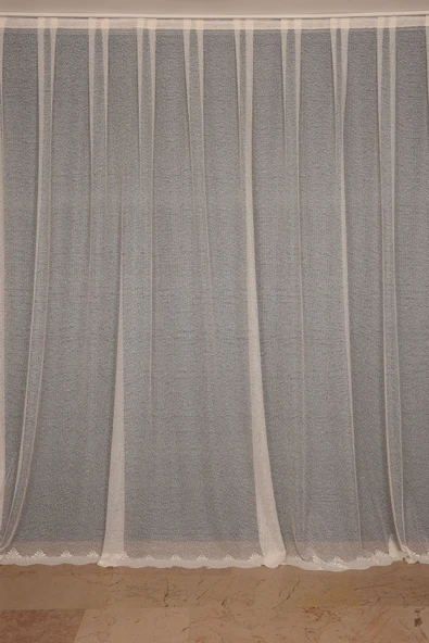 DAR ETEK MODEL KREM RENK TEK KANAT Hazır Pileli Fon Perde 300*260 - Resim 2