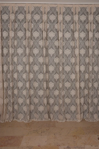 ÇERÇEVELİ  DAMAKS VİZON RENK TEK KANAT Hazır dikilmiş Pileli Fon Perde 300*260 cm ürün görseli 1