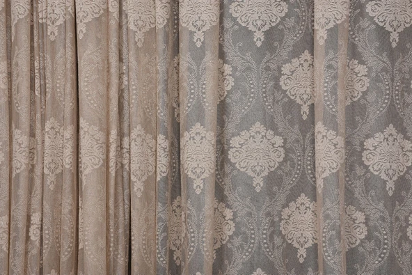 ÇERÇEVELİ  DAMAKS VİZON RENK TEK KANAT Hazır dikilmiş Pileli Fon Perde 300*260 cm - Resim 6