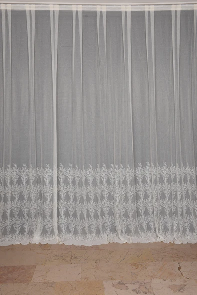 KÜÇÜK YAPRAK MODEL KREM RENK TEK KANAT Hazır Pileli Fon Perde 300*260 - Resim 2