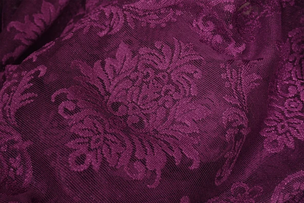 DAMAKS MOR  RENK TEK KANAT Hazır dikilmiş Pileli Fon Perde 300*260 cm - Resim 8