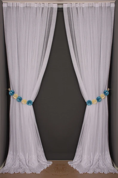 GENİŞ ETEK MODEL  KIRIK BEYAZ RENK TEK KANAT Hazır Pileli Fon Perde 300*260 ürün görseli