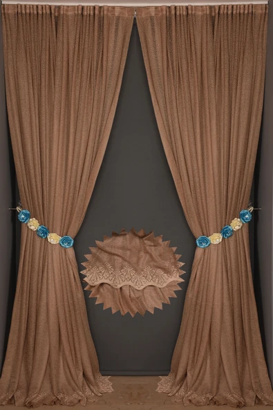 DAR ETEK MODEL VİZON RENK TEK KANAT Hazır Pileli Fon Perde 300*260 - Resim 5