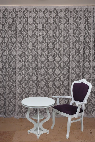 DAMAKS GRİ  RENK TEK KANAT Hazır dikilmiş Pileli Fon Perde 300*260 cm ürün görseli