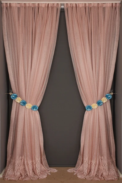 GENİŞ ETEK MODEL PUDRA RENK TEK KANAT Hazır Pileli Fon Perde 300*260 ürün görseli 1