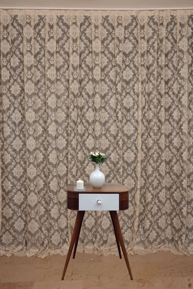 DAMAKS VİZON  RENK TEK KANAT Hazır dikilmiş Pileli Fon Perde 300*260 cm ürün görseli