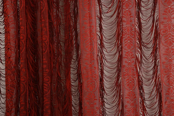 İTALYAN MODEL KIRMIZI ÇİFT RENK İP PERDE HAZIR  İP PERDE 220*270 - Resim 4