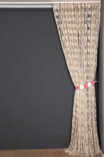 YAPRAK  MODEL VİZON RENK İP PERDE HAZIR DÜĞMELERİ DİKİLMİŞ İP PERDE 300*270 cm - Resim 7