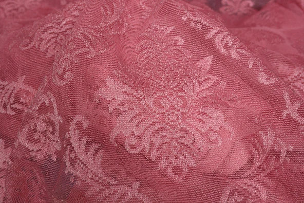 DAMAKS PEMBE RENK TEK KANAT  Hazır dikilmiş Pileli Fon Perde 300*260 cm - Resim 8