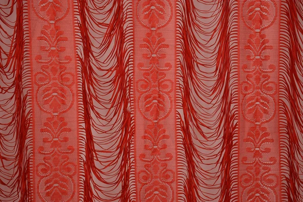 İTALYAN MODEL KIRMIZI RENK İP PERDE HAZIR İP PERDE 220*270 - Resim 3