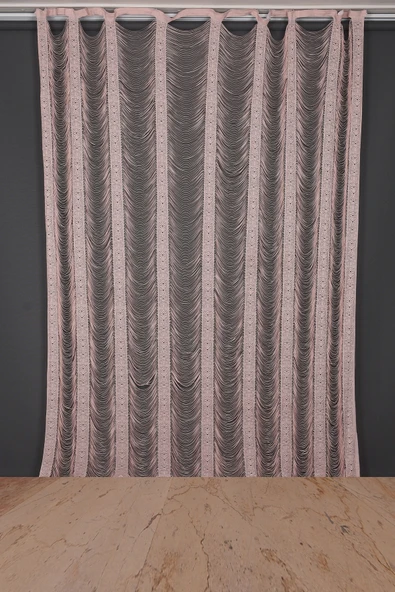 İTALYAN MODEL PUDRA RENK İP PERDE HAZIR İP PERDE 220*270 - Resim 2