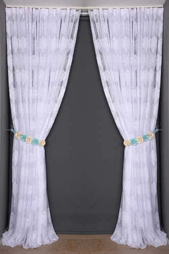 ÇERÇEVELİ DAMAKS BEYAZ RENK TEK KANAT Hazır dikilmiş Pileli Fon Perde 300*260 cm - Resim 8