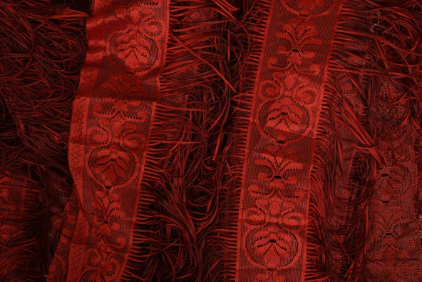 İTALYAN MODEL KIRMIZI ÇİFT RENK İP PERDE HAZIR  İP PERDE 220*270 - Resim 5